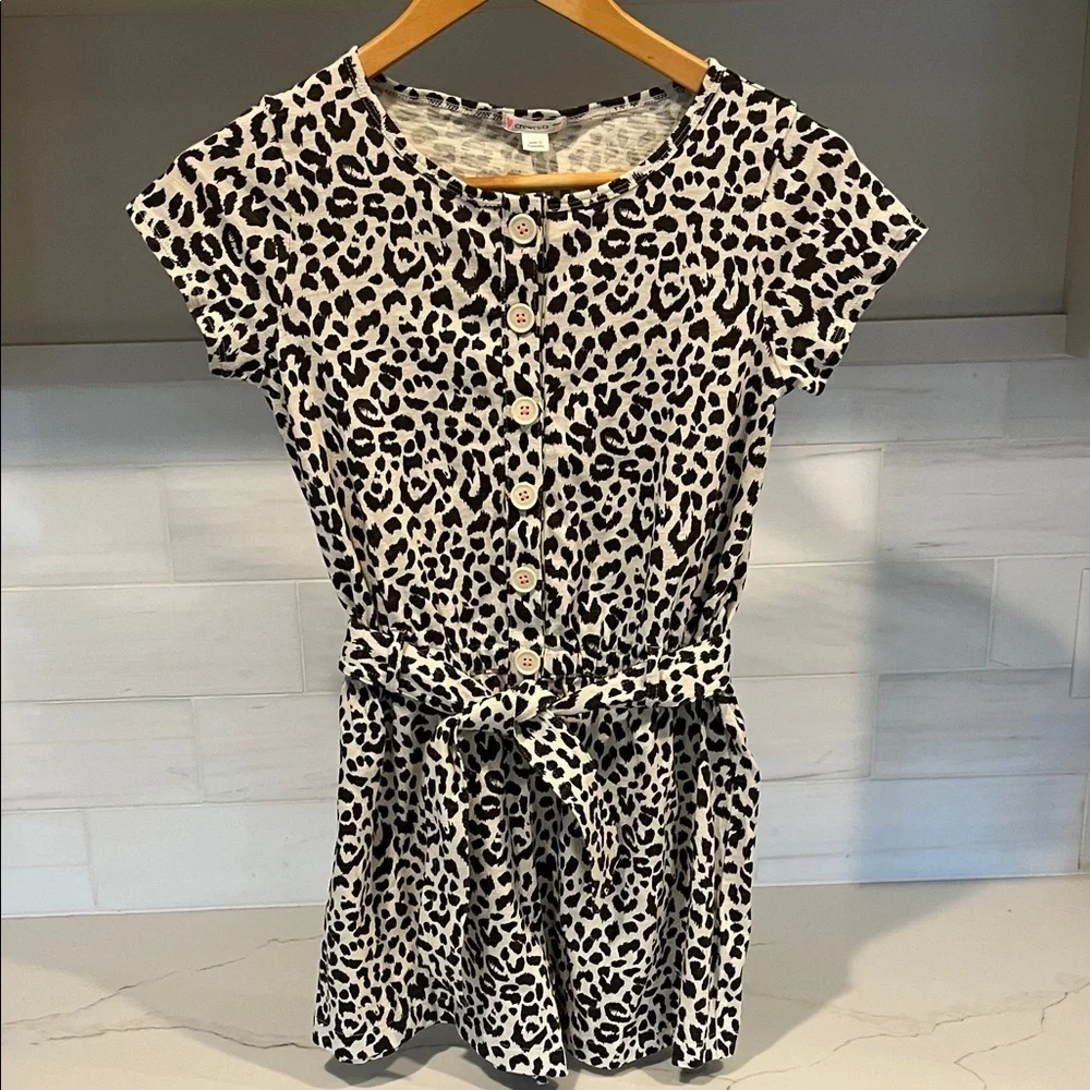 Crewcuts NEW Girls' Leopard Print Short Sleeve Romper in Black and Cream
